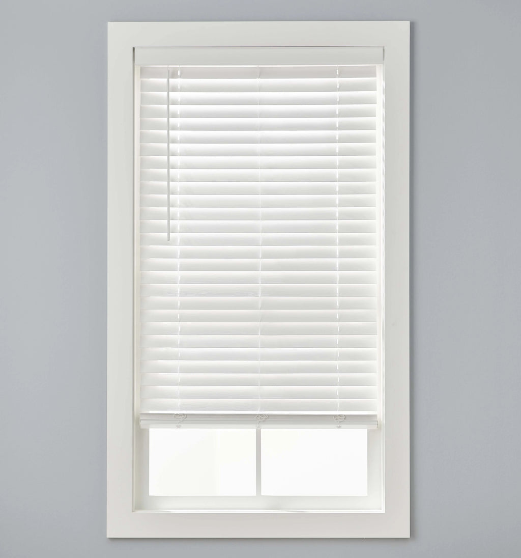 White 2-inch Cordless Faux Wood Horizontal Window Blinds V31497