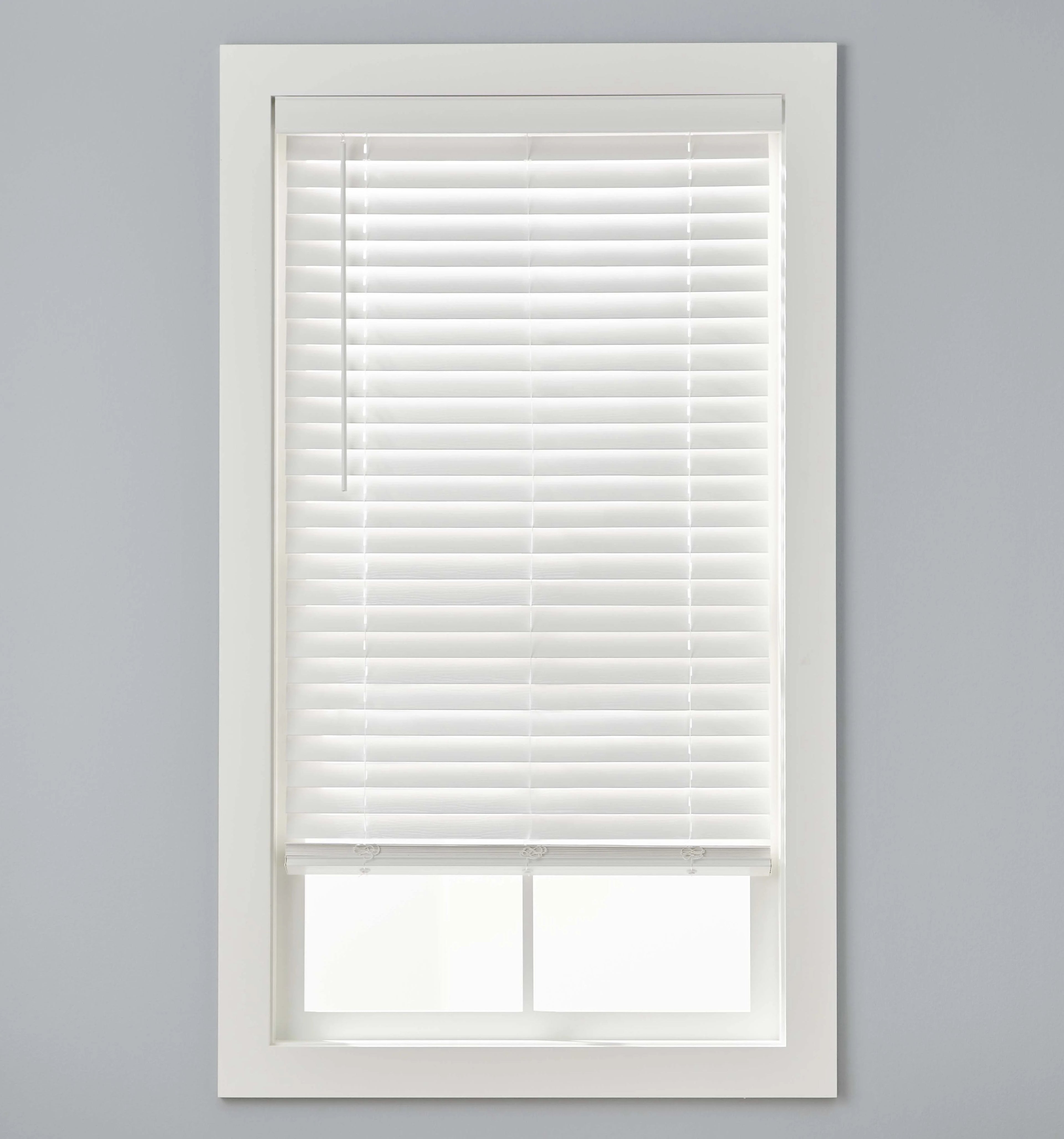 White 2-inch Cordless Faux Wood Horizontal Window Blinds V31497