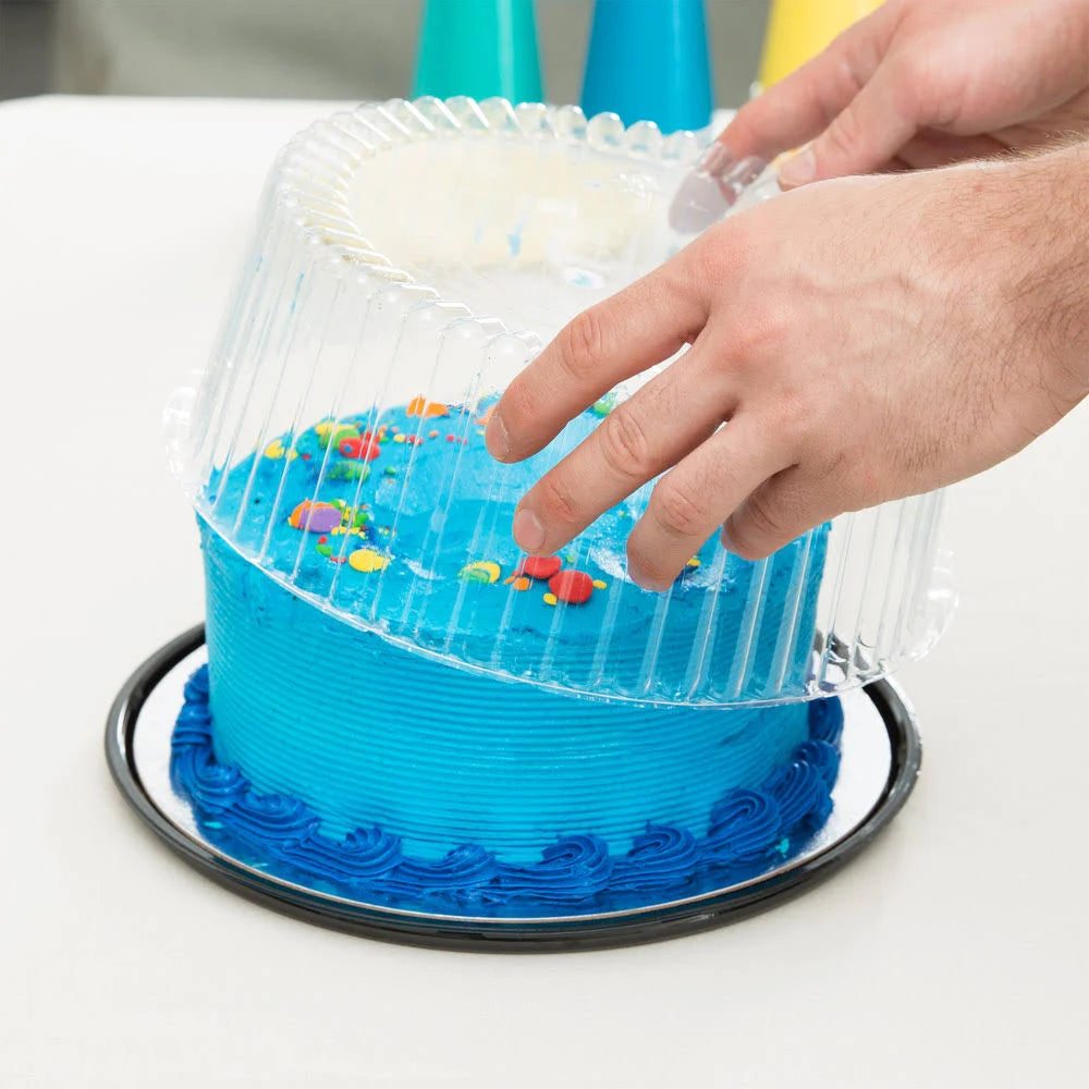 Black 8 inch Cake Display Container with Clear Dome Lid S9262