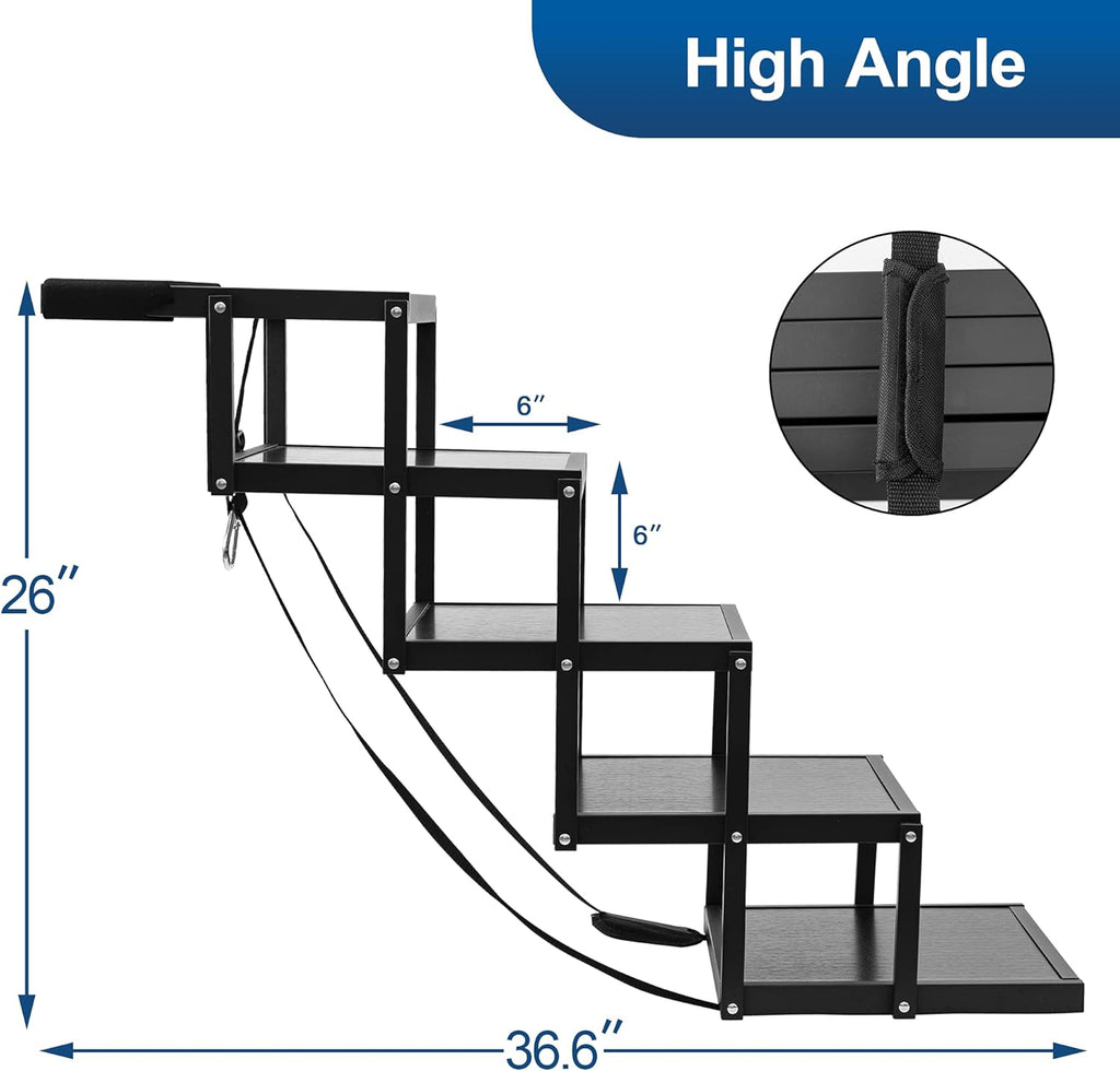 Foldable Aluminum 5 Step Dog Stairs with Nonslip Surface, Pack of 2 J418