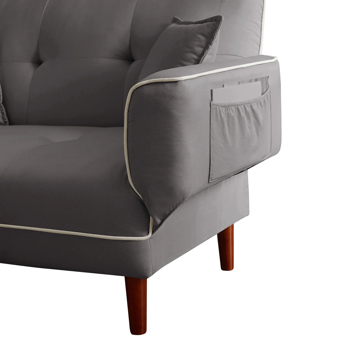 Grey Fabric Sofa Bed Sleeper with 2 Pillows Z8348