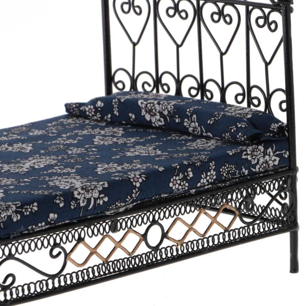 Black Metal Dollhouse Double Bed Furniture E256