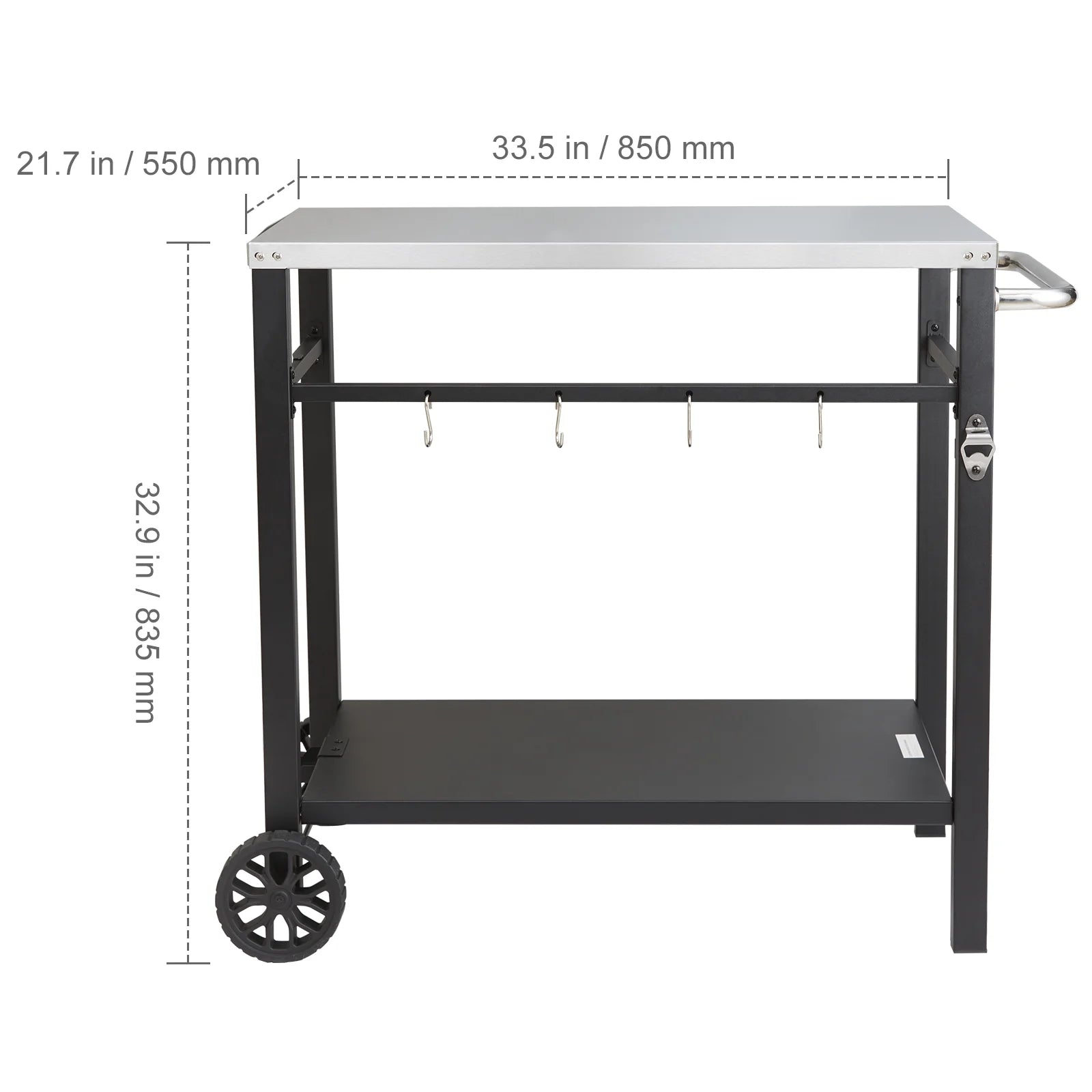 Outdoor Grill Dining Cart with Stainless Steel Table Top R400441