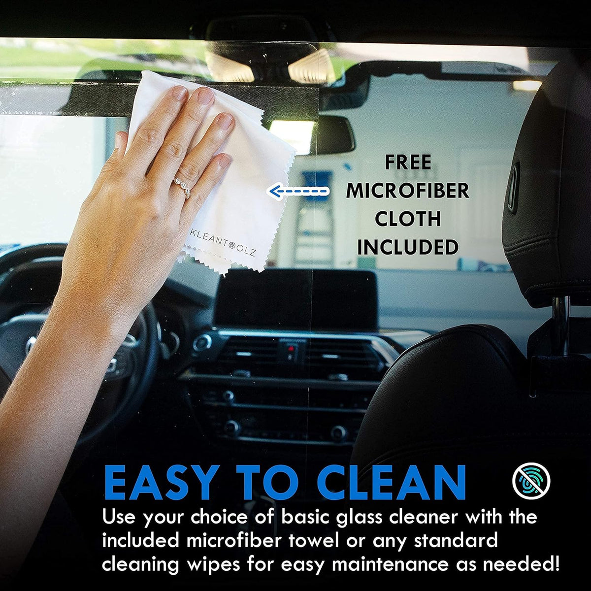Adjustable Plexiglass Car Sneeze Guard Bundle with Cleaning Cloth E27370