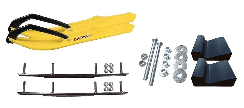 Yellow Snowmobile Skis with 8" Round Bars Complete Kit E6194