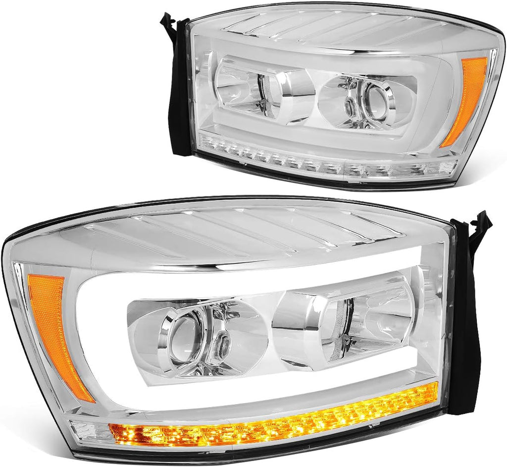 Black/Clear Dual LED DRL Sequential Turn Signal Projector Headlights B269292