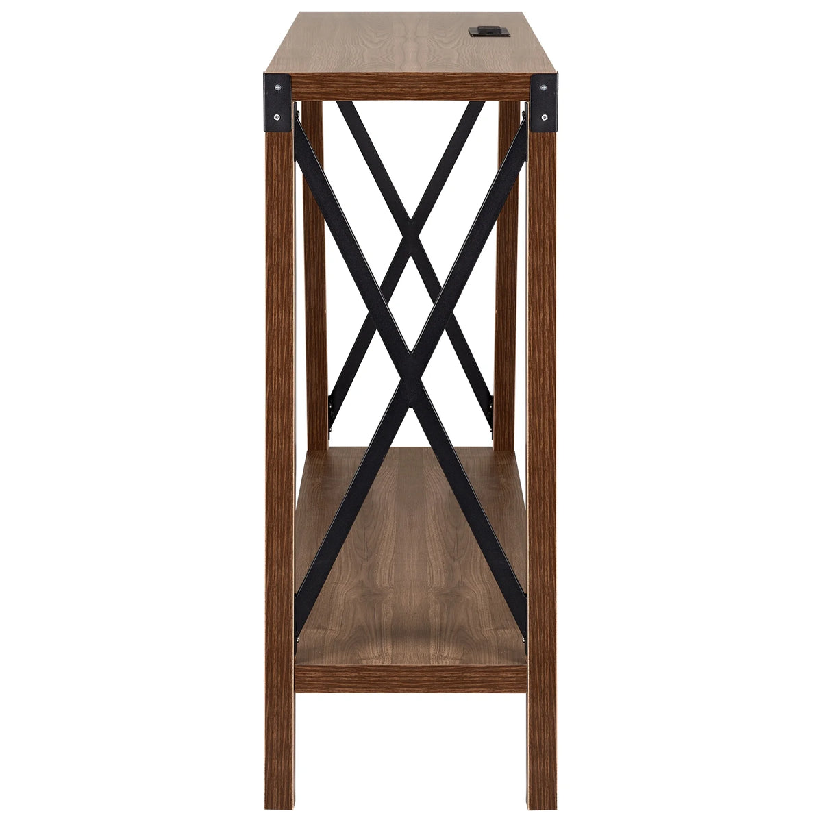 Walnut Wood Console Table with AC Power and USB Charging Ports N8943