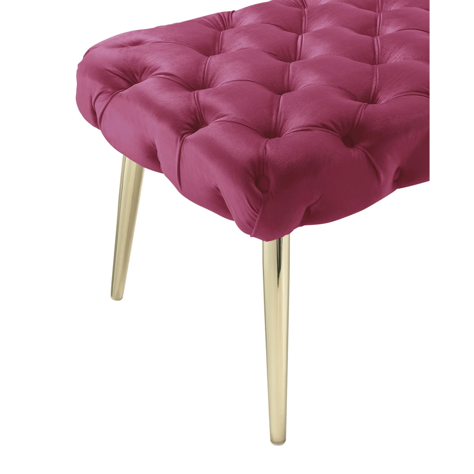 Fuchsia/Gold Velvet Bench with Metal Legs M7283