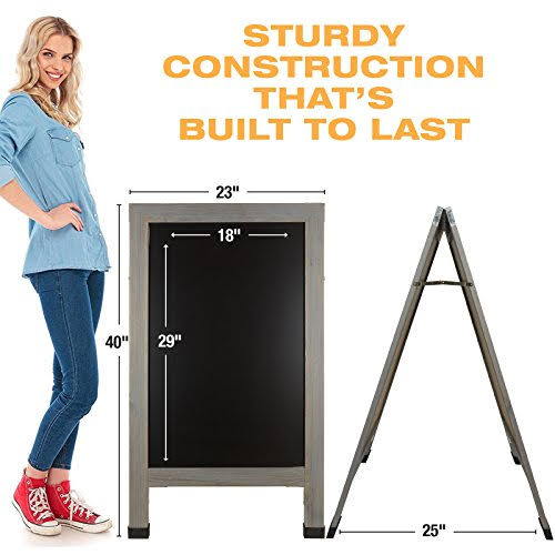 Heavy-Duty Sandwich Board Sidewalk Chalkboard Sign with Chalk Markers, Stencil Set, Chalk, Eraser Z75856