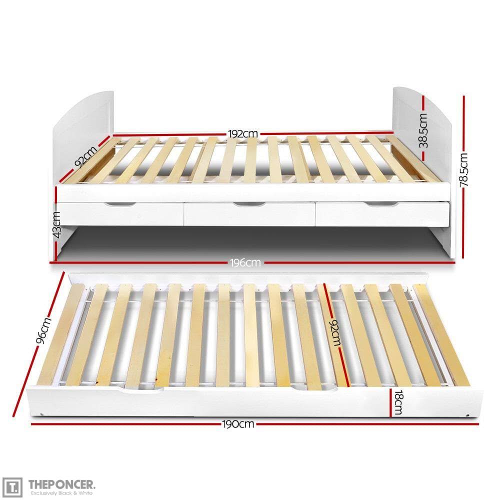 Single Wooden Trundle Bed Frame U159