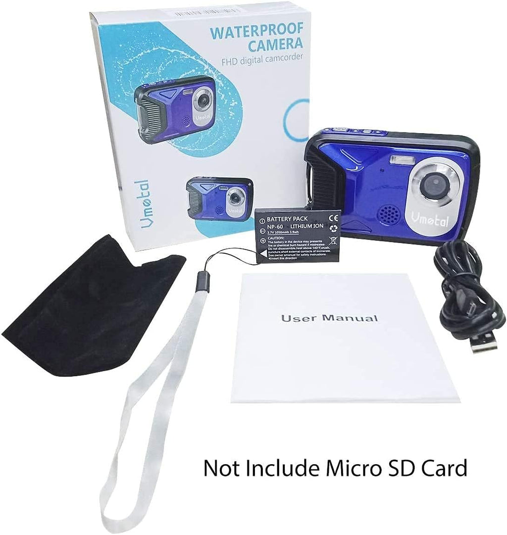 Waterproof Digital Camera Full HD 1080P 16 MP Underwater Camcorder with Rechargeable Battery (Blue-2) Pack of 2 R877250