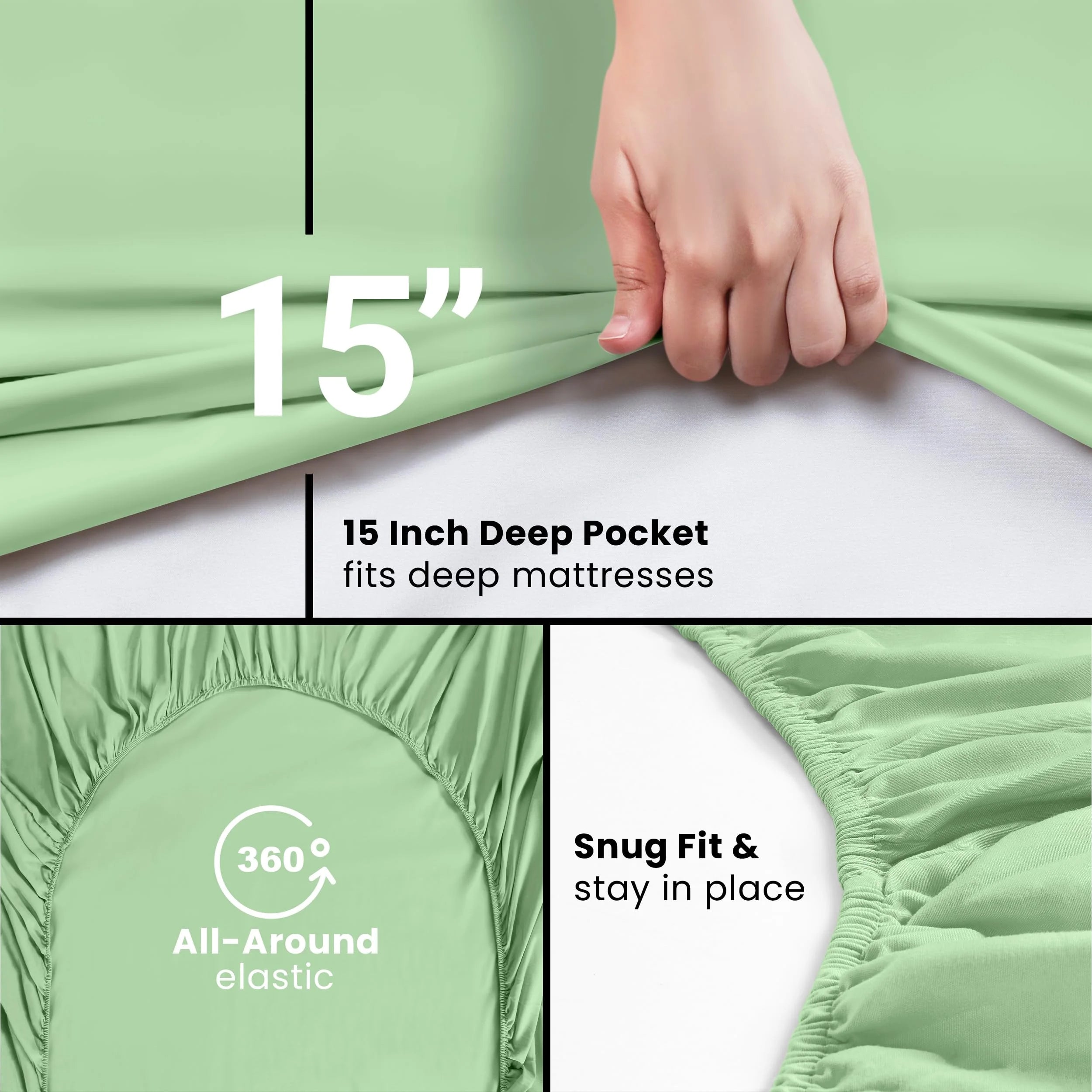 Queen Size 14 Inch Deep Pocket Microfiber Fitted Sheet G9593