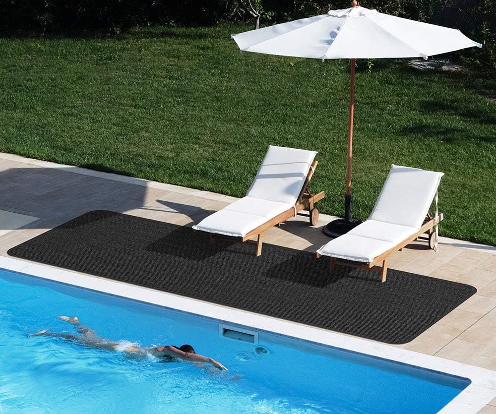 Smokey Black 3 Feet x 30 Feet Double-Ribbed Carpet Runner with Skid-Resistant Rubber Backing L612