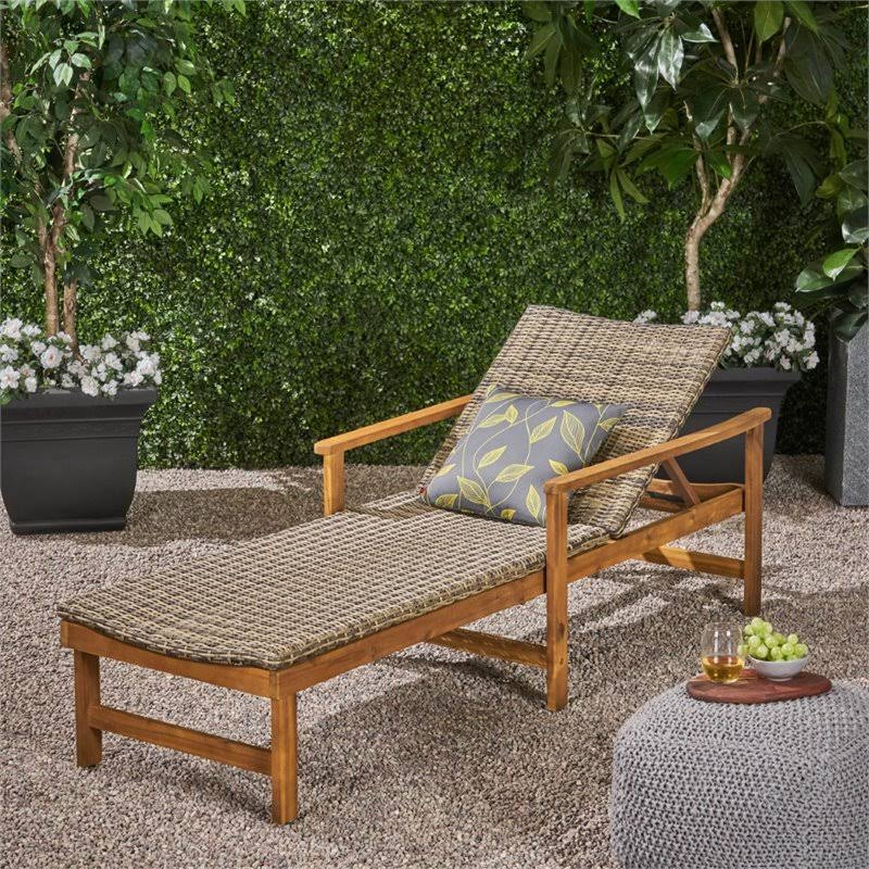 Acacia Wood Chaise Lounge in Mixed Mocha K69439