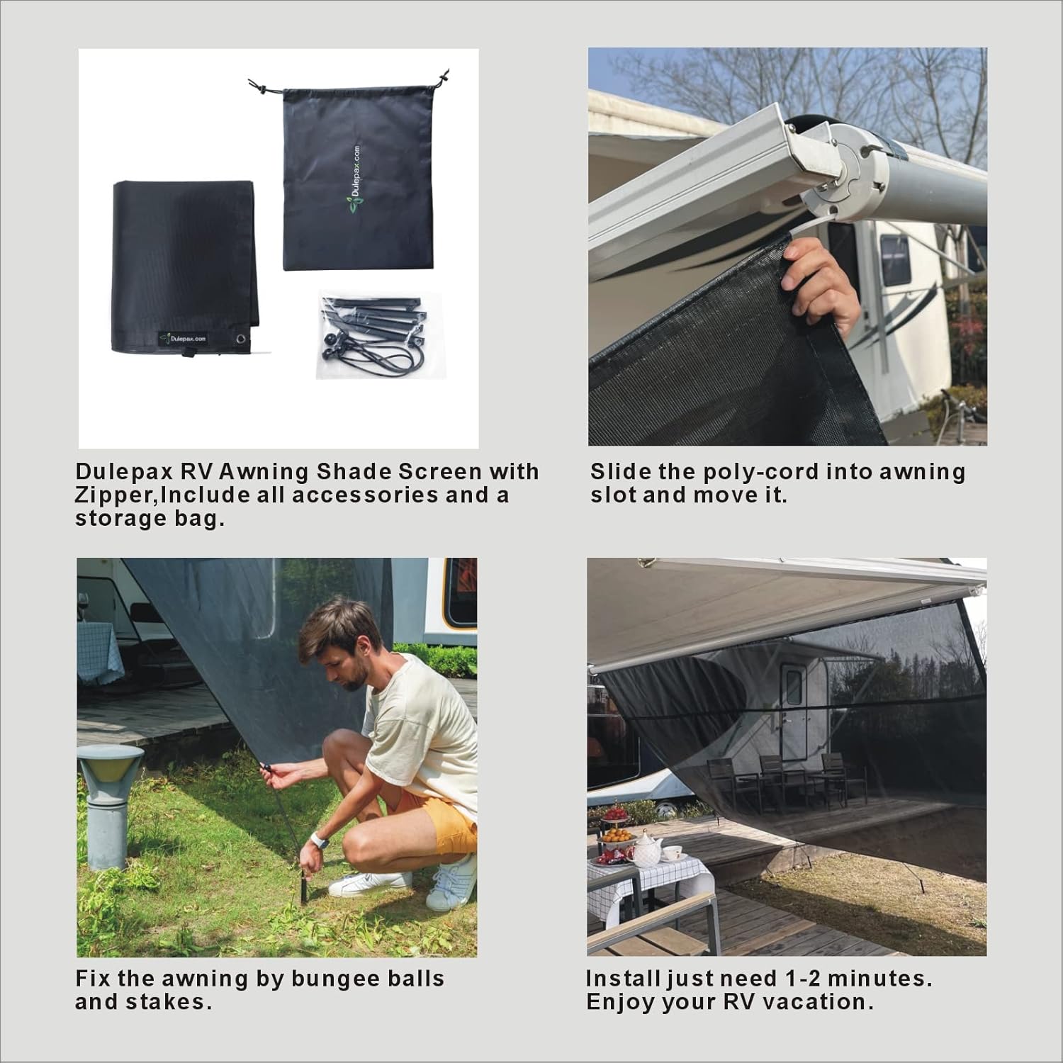 RV Awning Shade Screen 8'X15'3'' with Zipper D632273