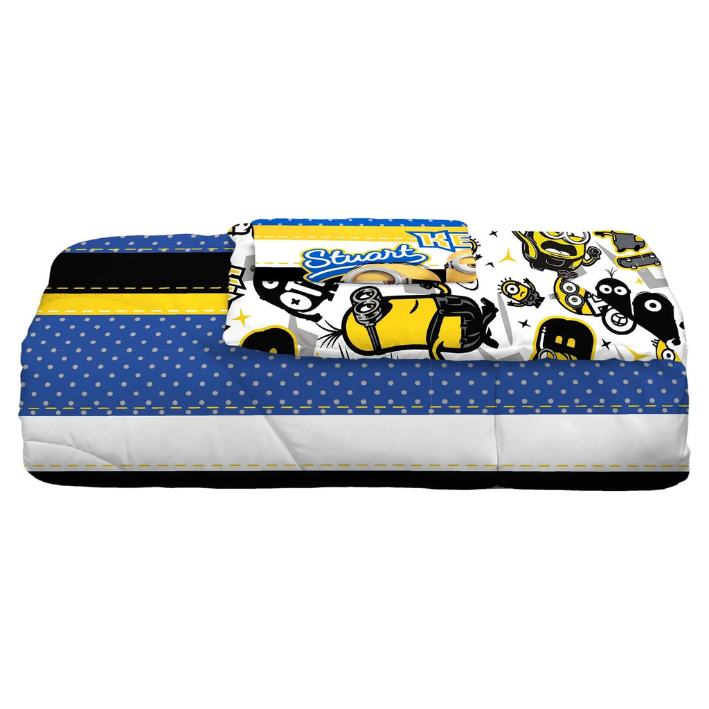 Reversible Blue and Yellow Kids Comforter and Sham Set H237