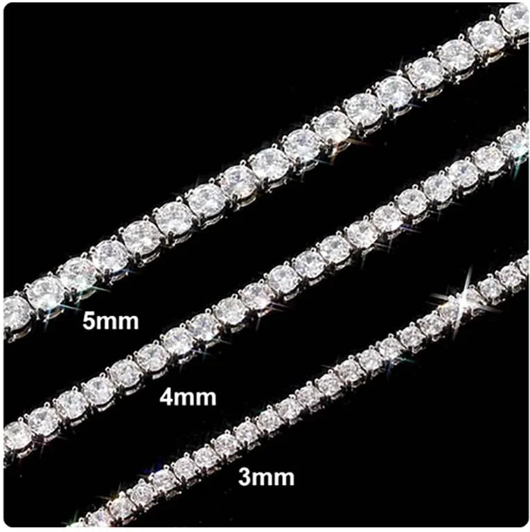 925 Silver Moissanite Tennis Necklace 3 mm Round 18-36 Inches P492