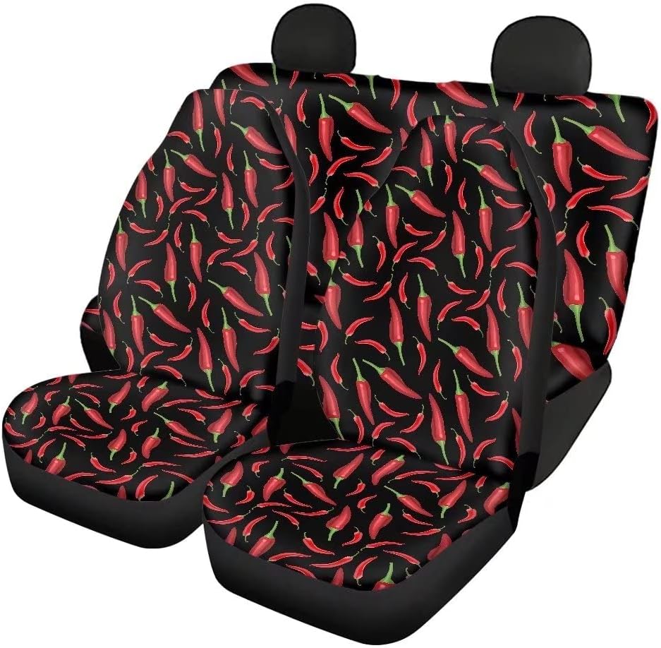 Red Kiss Lips Print 4pcs Car Seat Cover Set U363023
