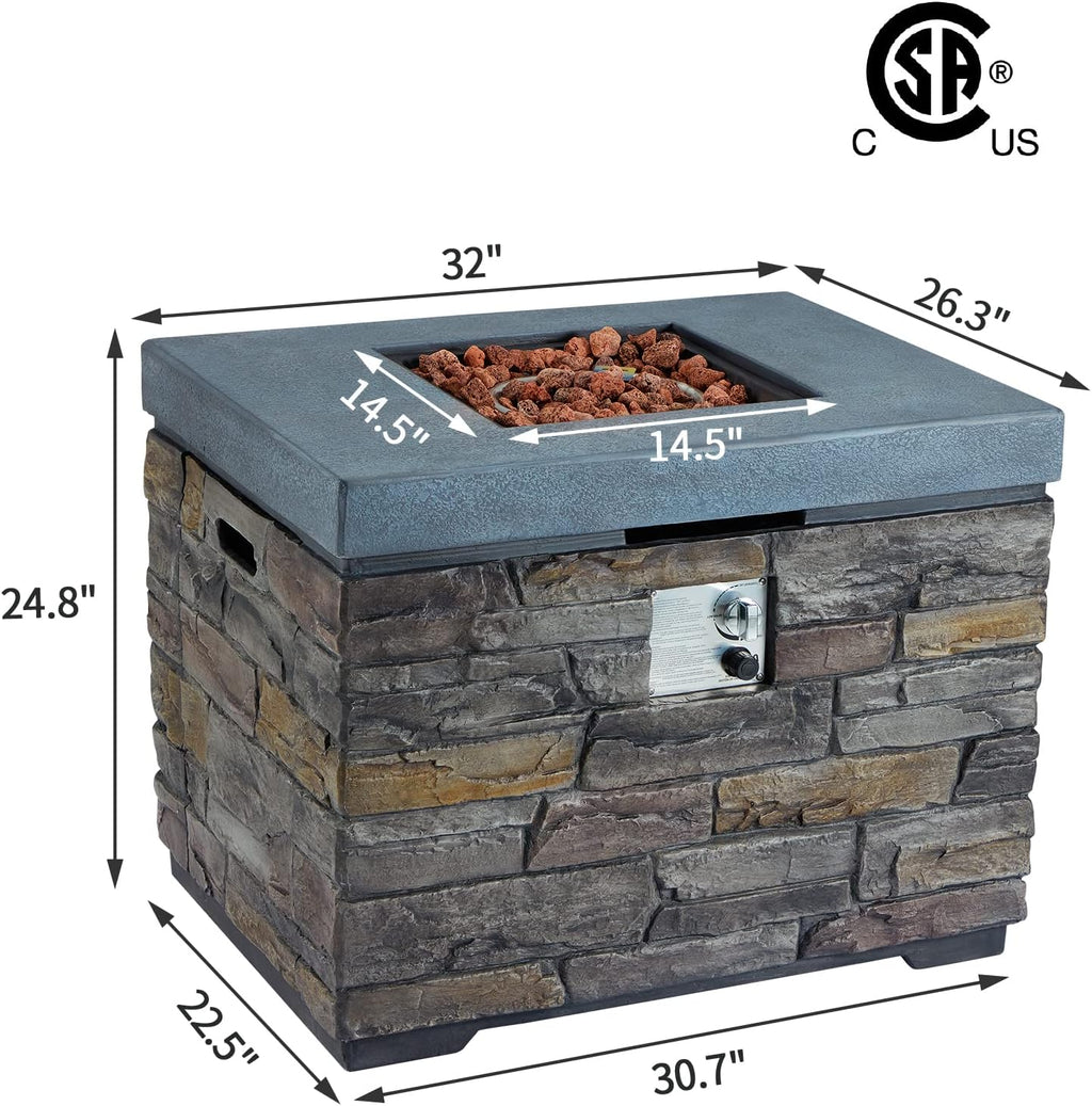32 Propane Fire Pit Table with Lava Rocks and Rain Cover O996