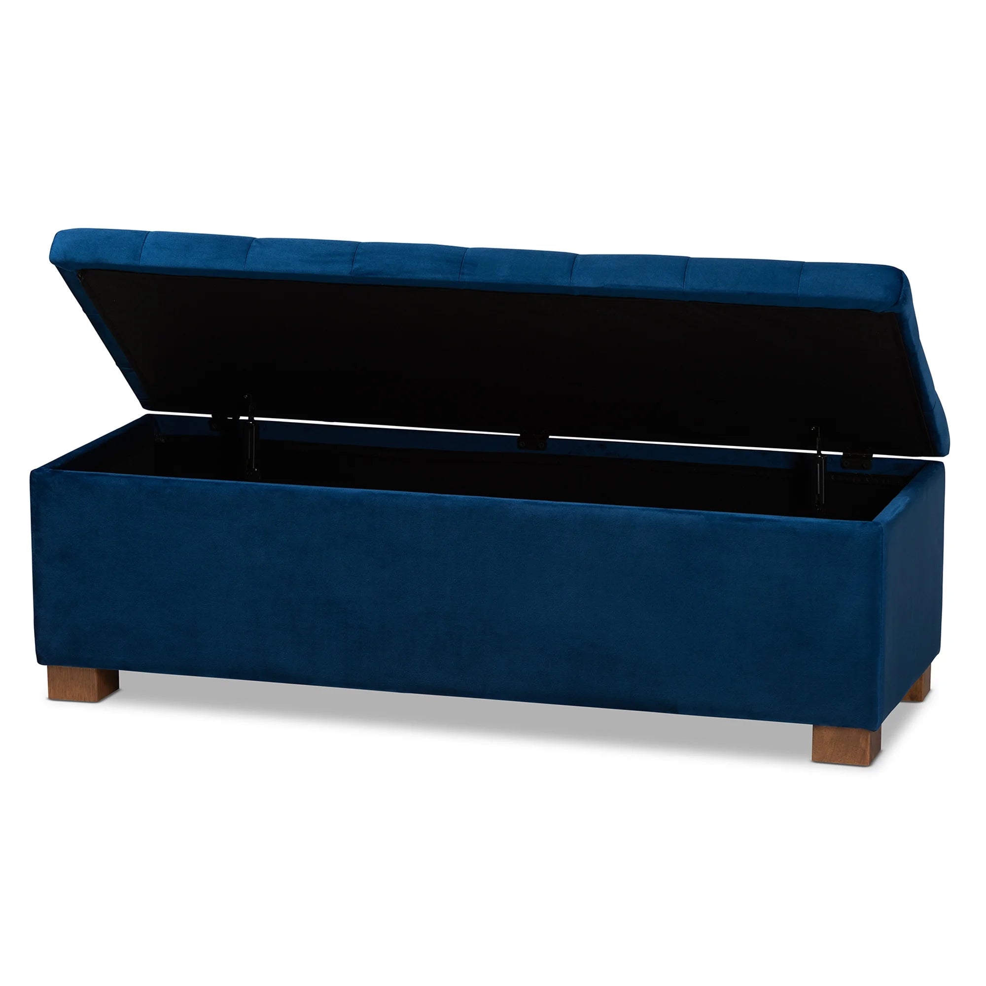 Navy Blue Velvet Storage Ottoman Bench Q516483