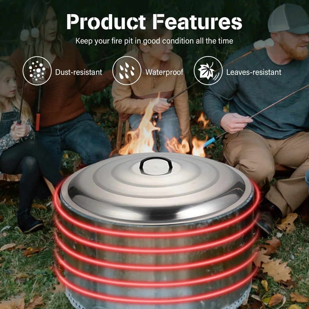 27.6 Inches Stainless Steel Fire Pit Cover with Handle C475