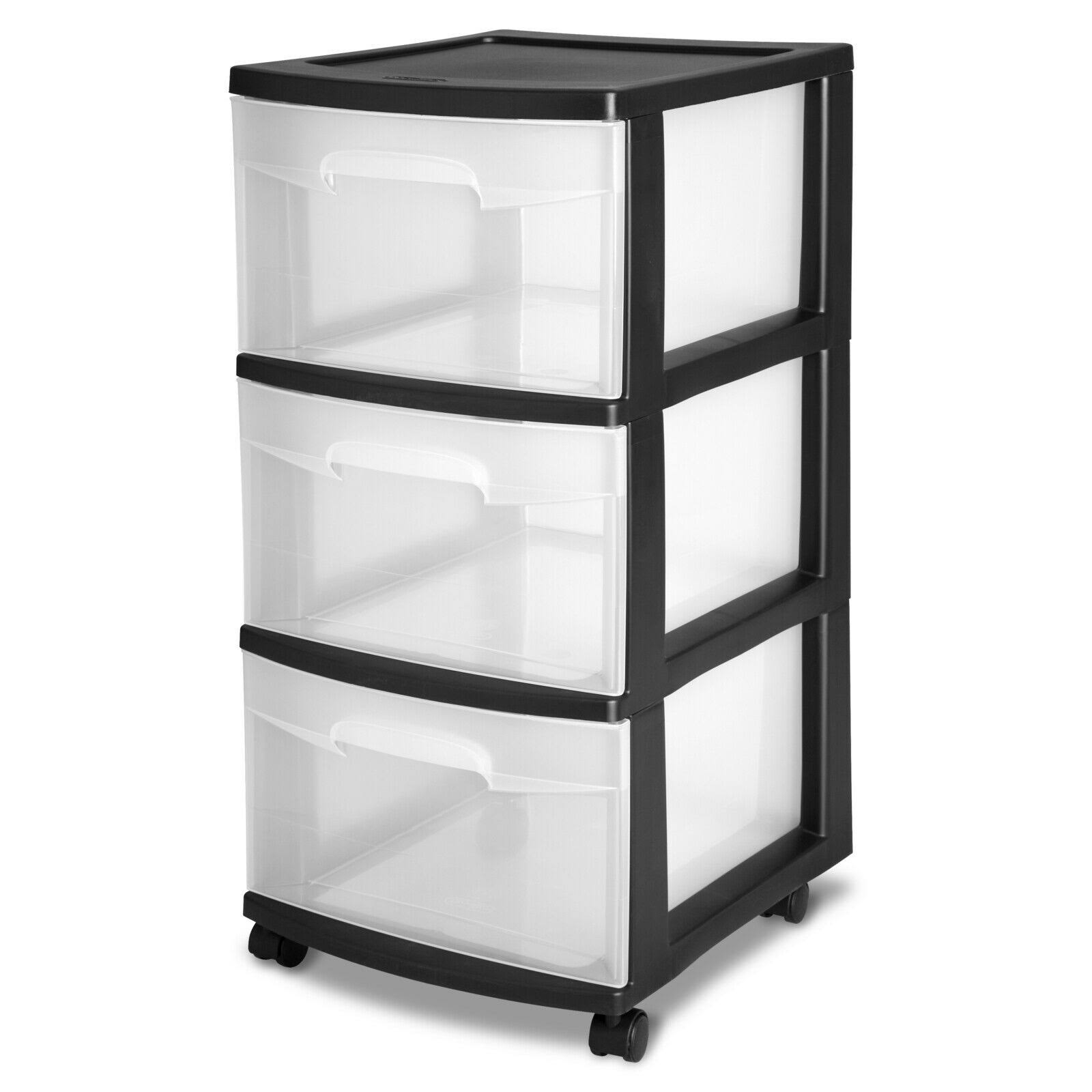 3 Drawer Cart Black Set of 2 U5288