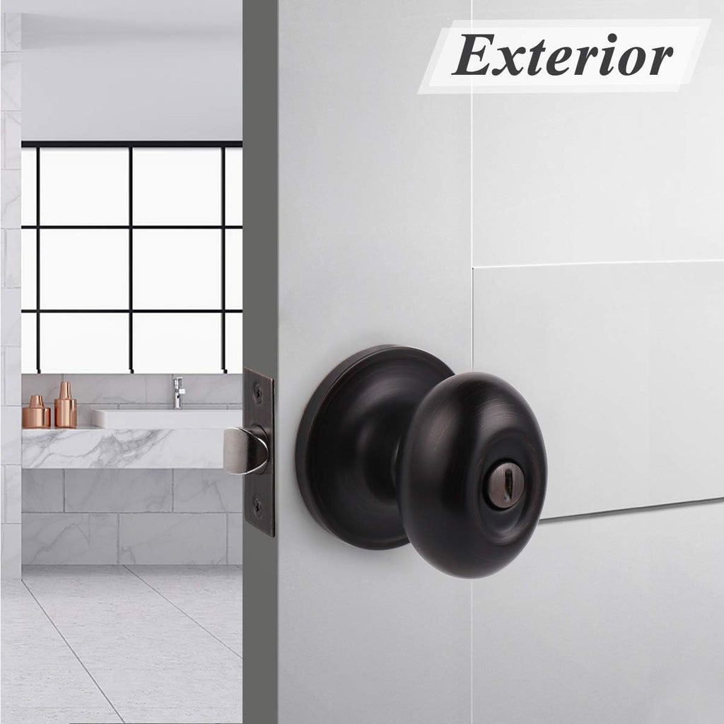 6 Packs Oil Rubbed Bronze Privacy Door Knobs with Lock N551