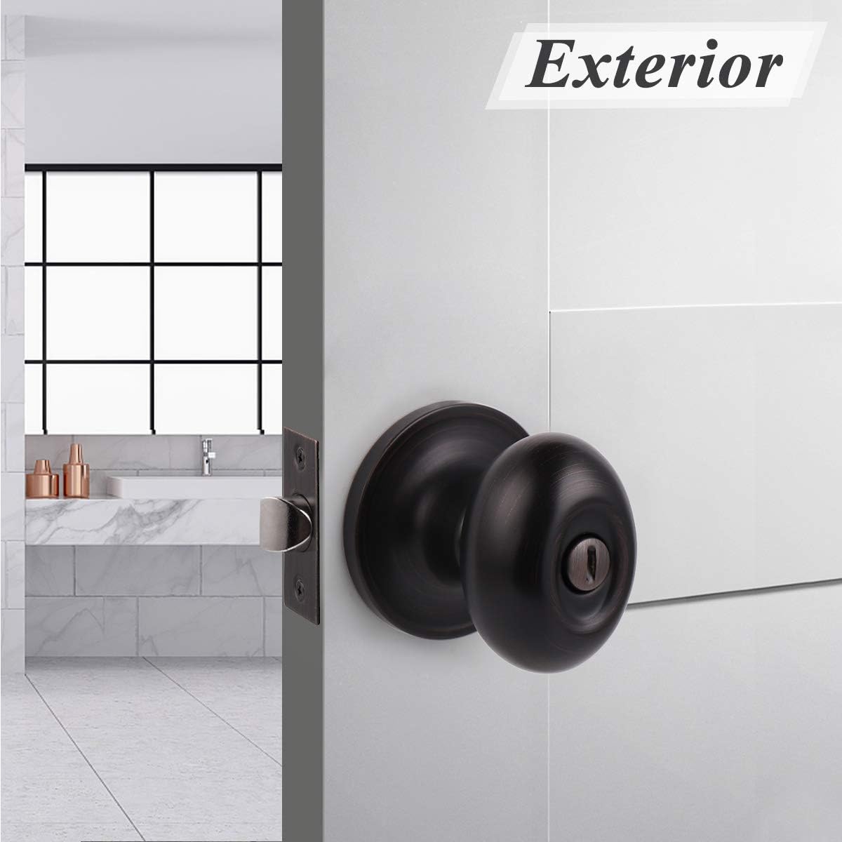 6 Packs Oil Rubbed Bronze Privacy Door Knobs with Lock N551