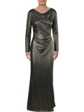 Metallic Cowl Evening Dress P552