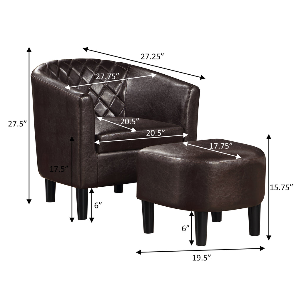 Espresso Faux Leather Accent Chair with Ottoman C106