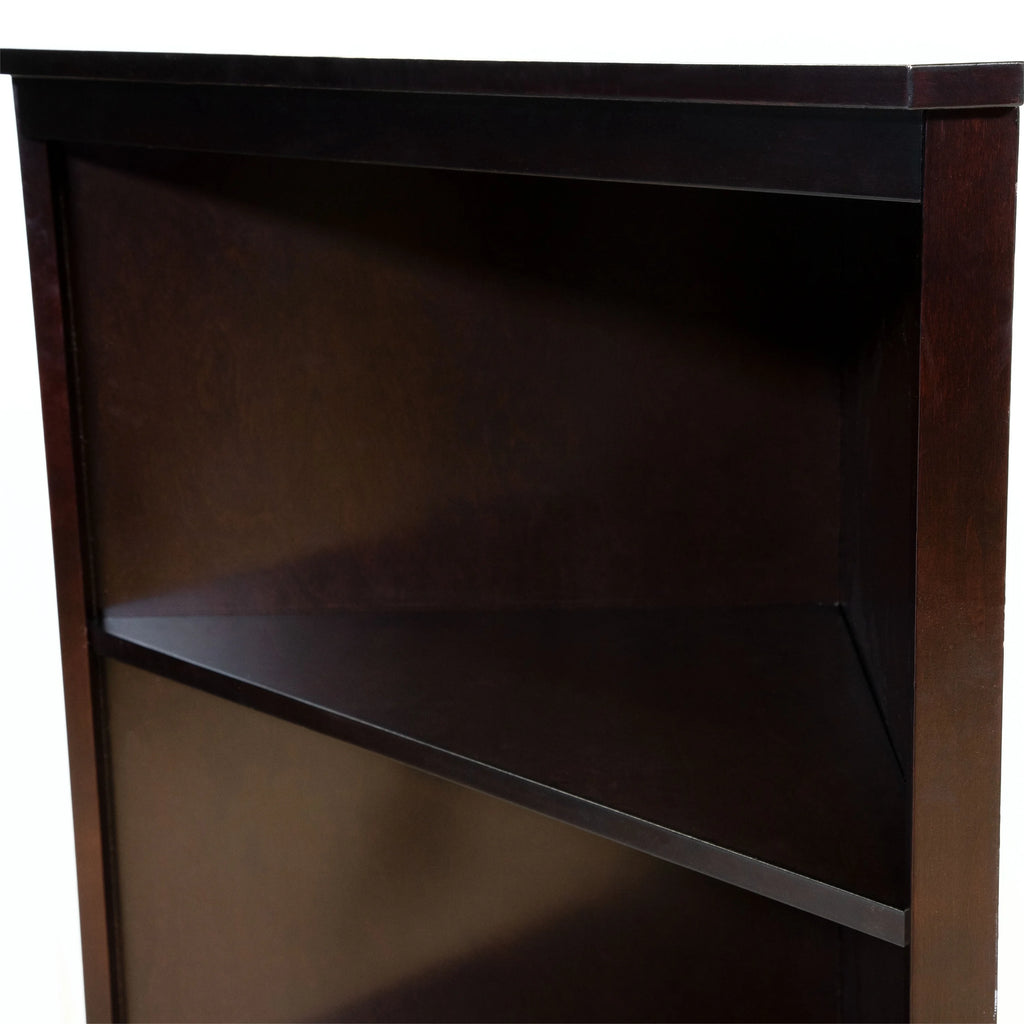 Espresso Wood Corner Bookshelf A7650