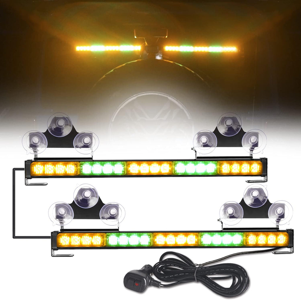 Green/White 40 LED 2 in 1 Traffic Advisor Strobe Light Bar Pack of 2 X69577