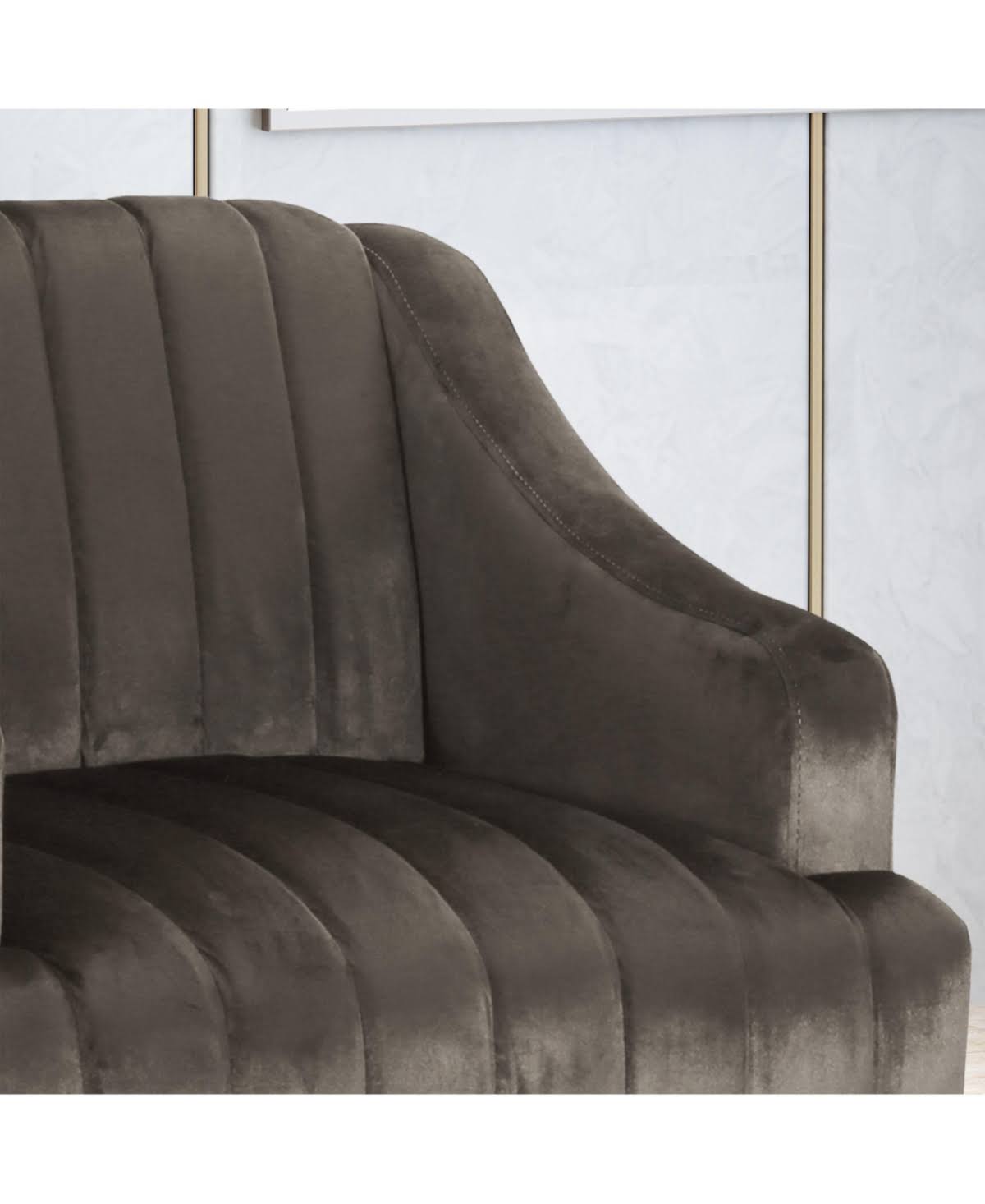 Gray and Dark Brown Velvet Club Chair I662191