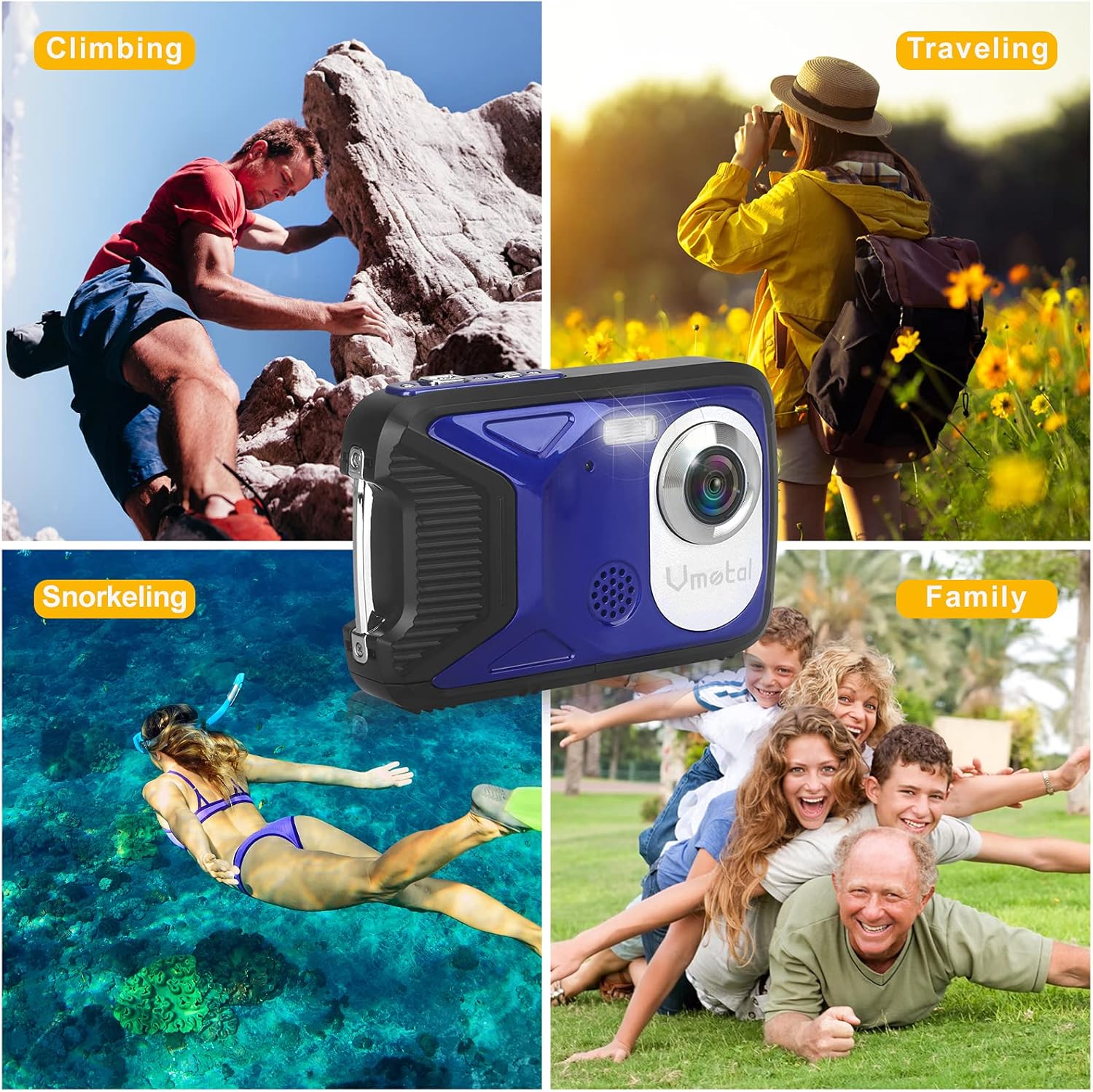 Waterproof Digital Camera Full HD 1080P 16 MP Underwater Camcorder with Rechargeable Battery (Blue-2) Pack of 2 R877250