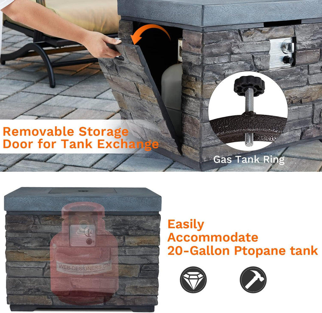 32 Propane Fire Pit Table with Lava Rocks and Rain Cover O996