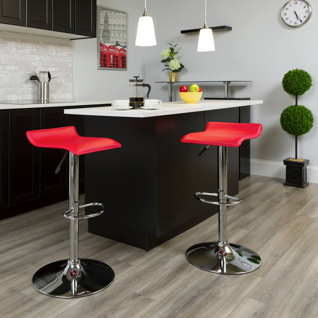 Red Vinyl Height Adjustable Barstool with Chrome Base Z6723