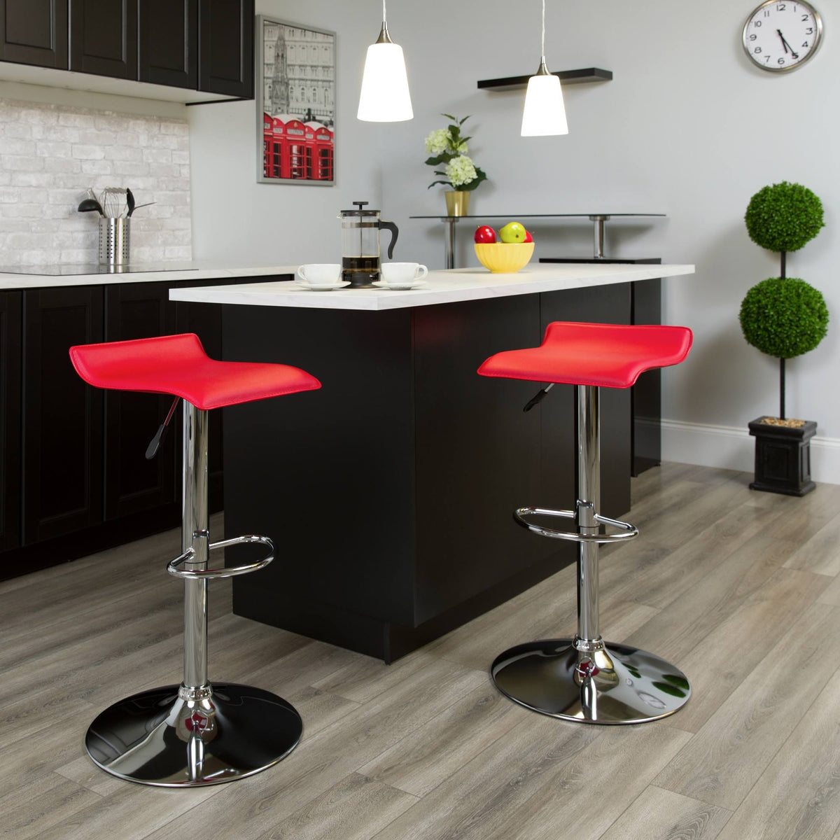 Red Vinyl Height Adjustable Barstool with Chrome Base Z6723