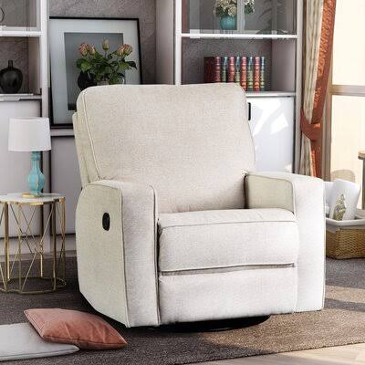Beige Fabric Manual Swivel Recliner B5347
