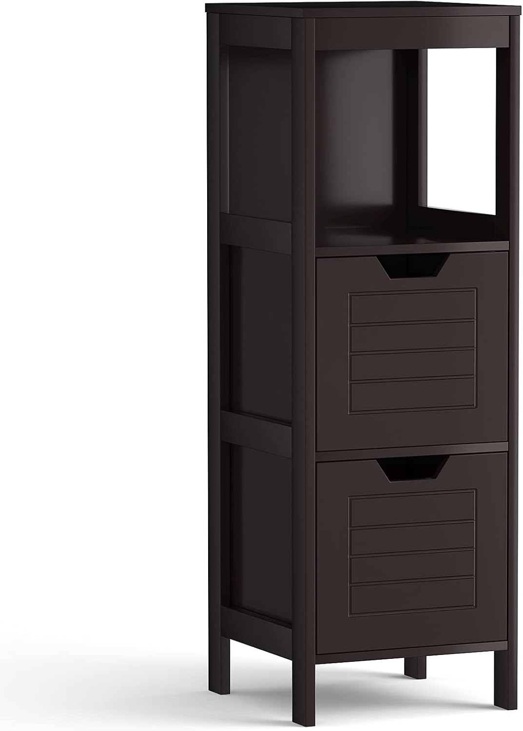 White Wooden Bathroom Floor Cabinet with 2 Adjustable Drawers, Pack of 2 O64550