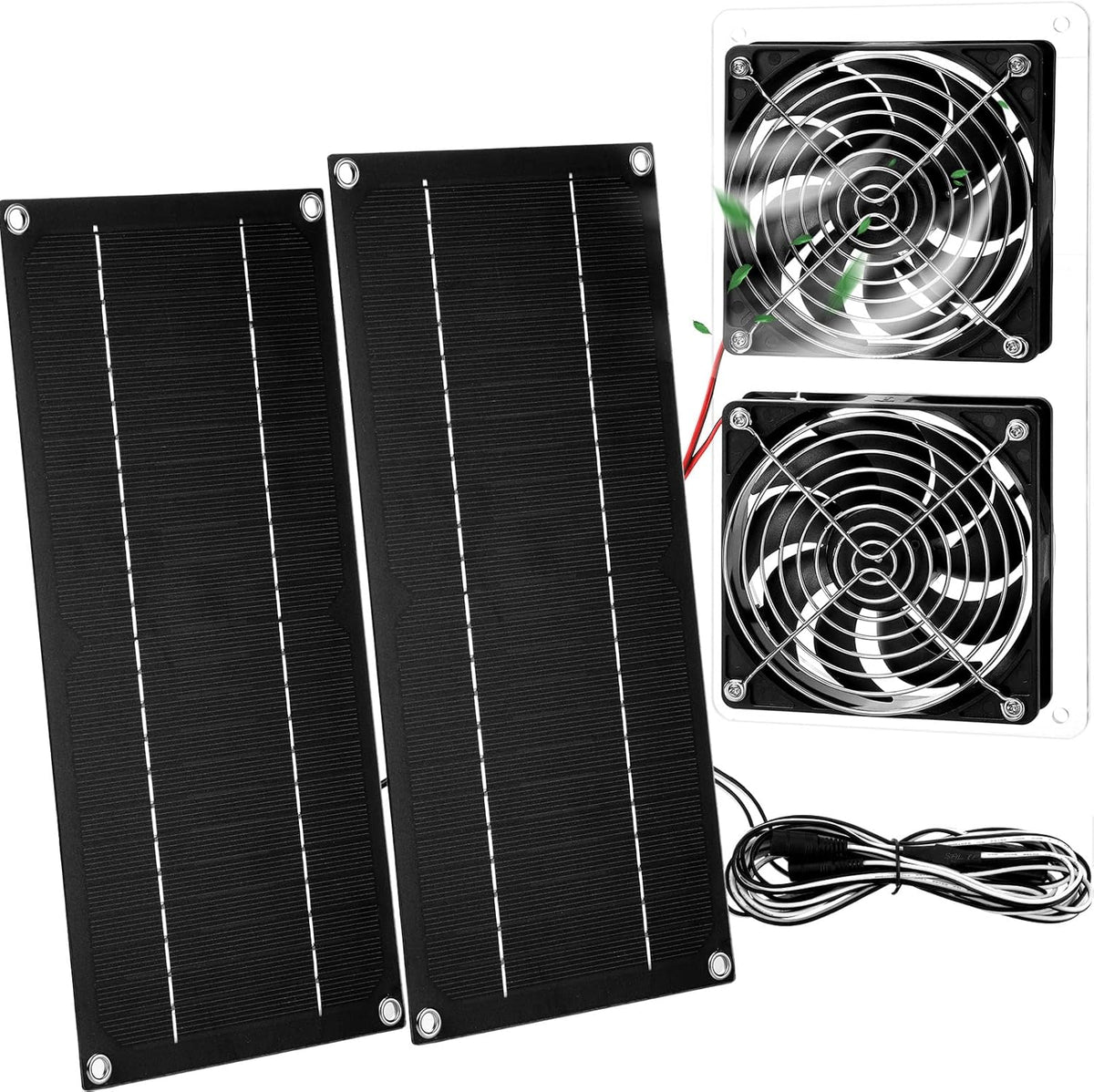 10W 12V Solar Powered Dual Fan Waterproof Exhaust Fan with Cable I30373