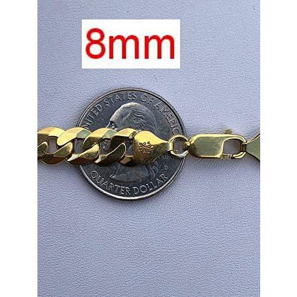 14k over solid 925 sterling silver flat cuban chain necklace V56064