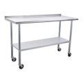Stainless Steel Table 24 x 60 Inches with Caster Wheels and Undershelf Z18934