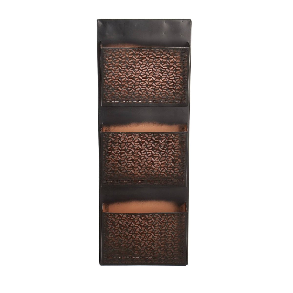Metallic Black / Beige Wall Mounted 3 Pocket Letter Holder M8613