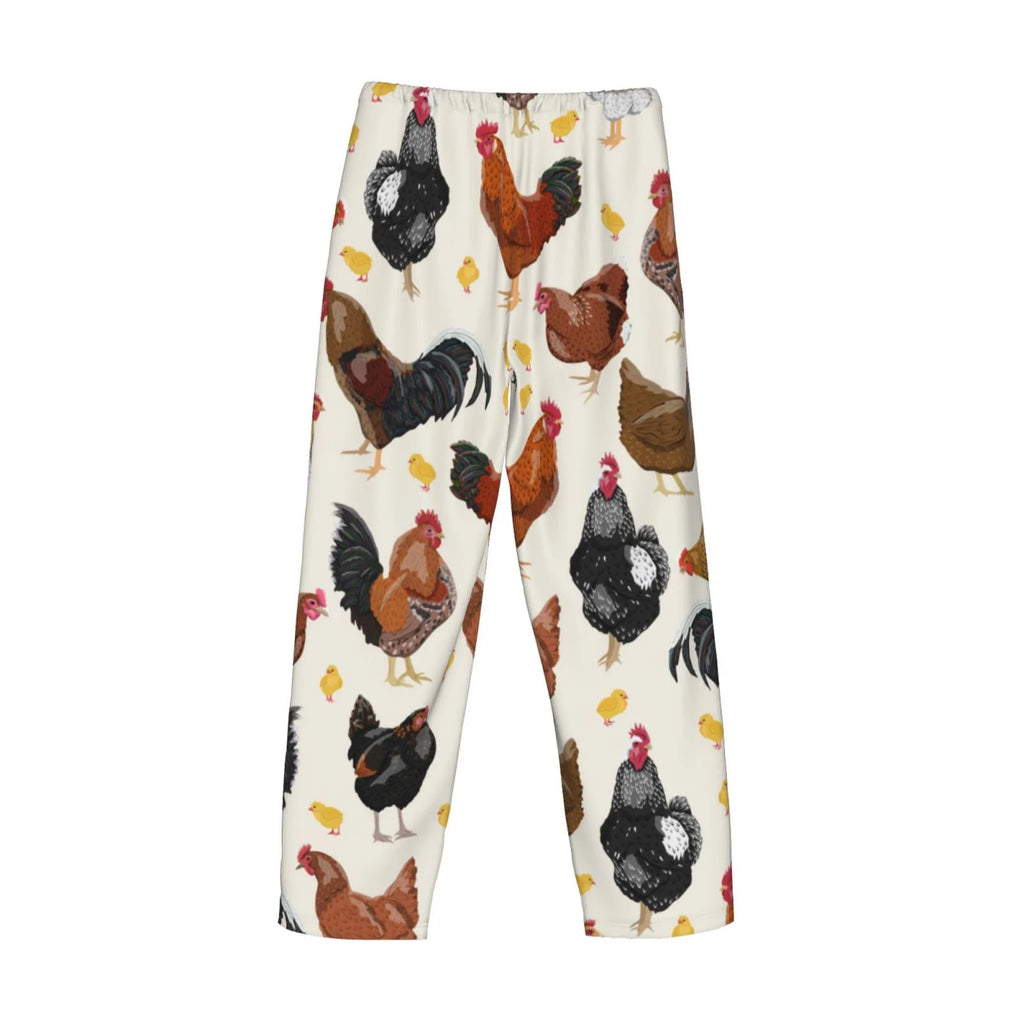 Men's Roosters And Chickens Pajama Pants with Drawstring and Pockets H565
