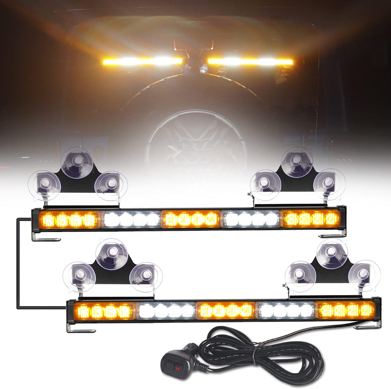 Green/White 40 LED 2 in 1 Traffic Advisor Strobe Light Bar Pack of 2 X69577