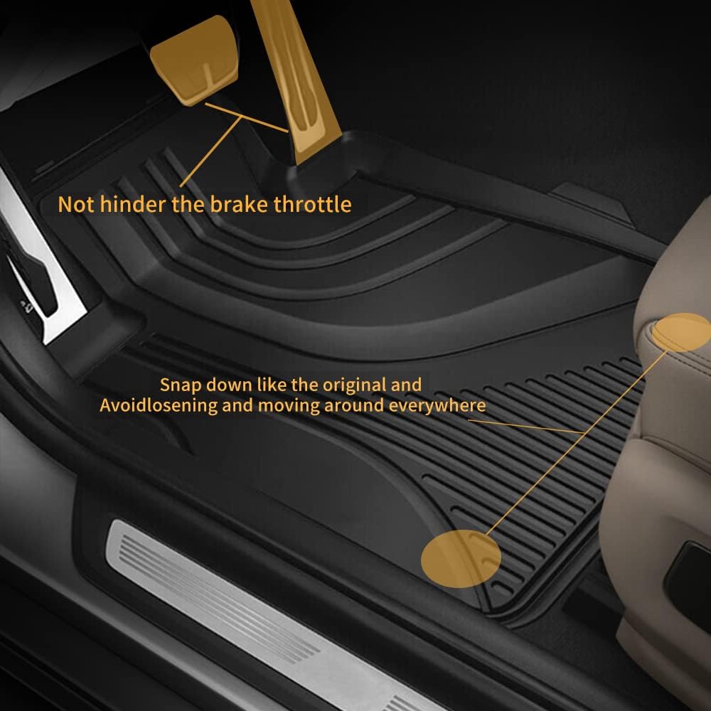 TPE Heavy Duty All Weather Car Floor Mats Full Set 1st & 2nd Row Rubber Floor Liners U766