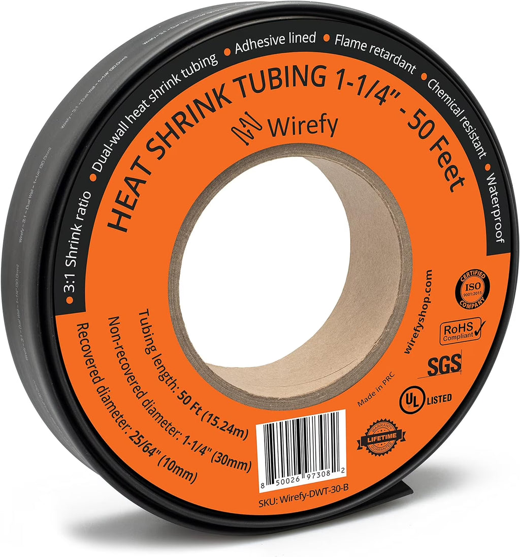 Black 50 Feet Roll Adhesive Lined Heat Shrink Tubing J24192