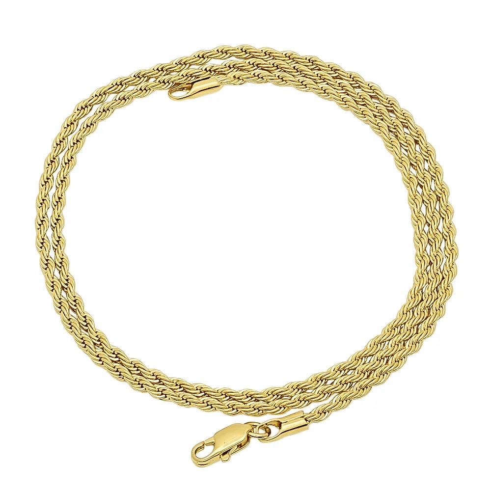 14k Yellow Gold Plated Twisted Rope Chain Necklace, 22 inches M35078