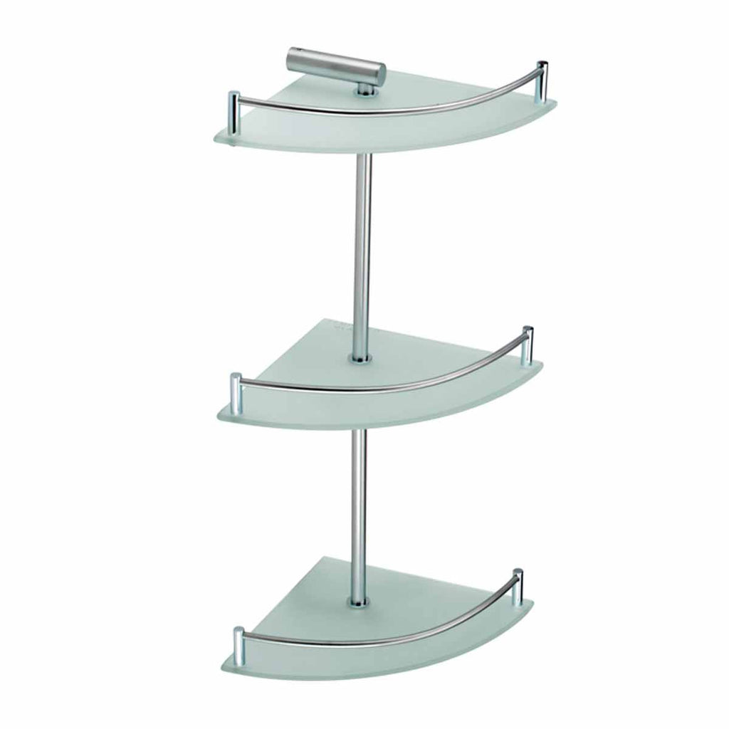 3 Tier Corner Stainless Steel Glass Shelves C185