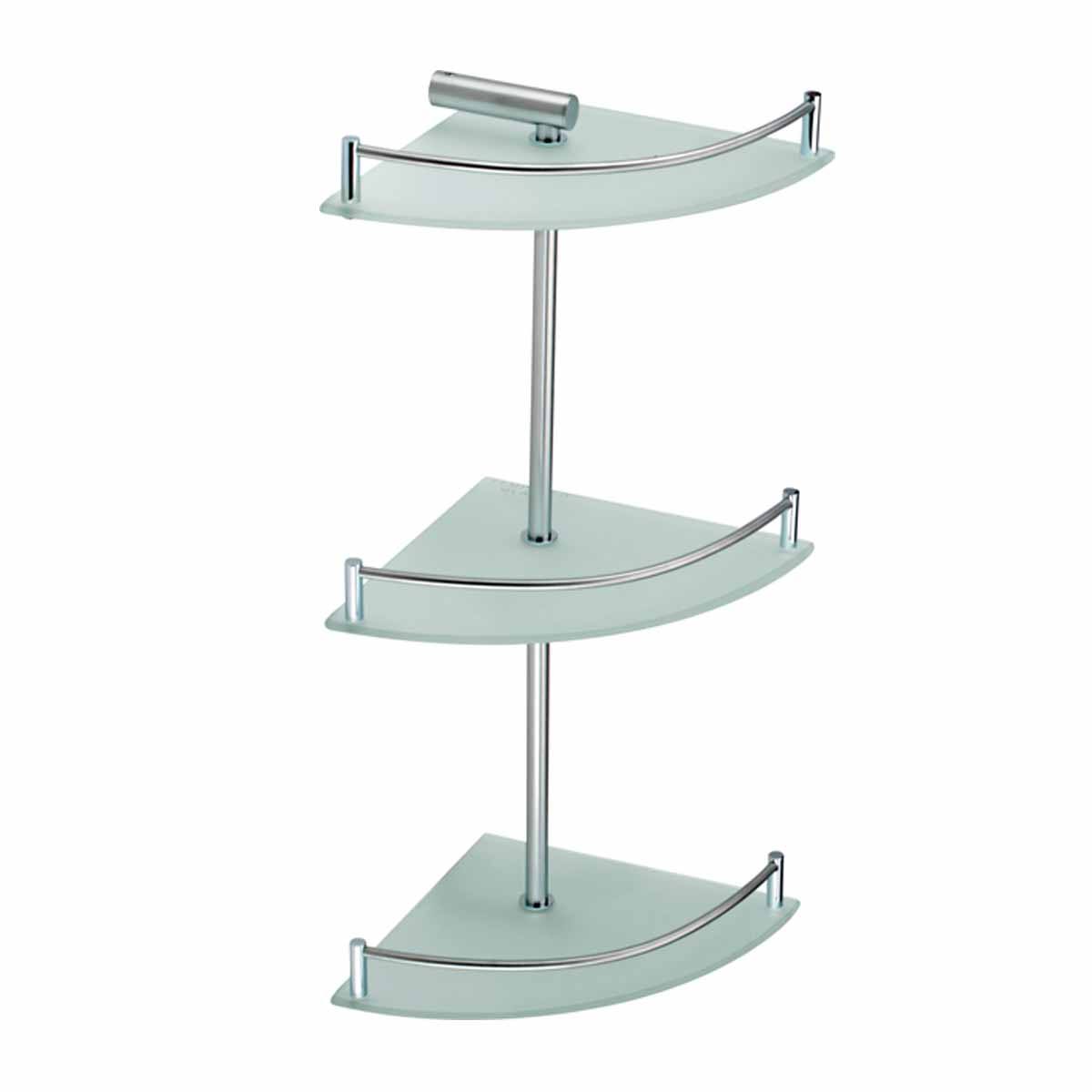 3 Tier Corner Stainless Steel Glass Shelves C185